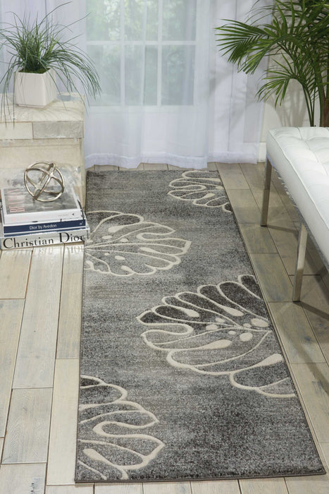 Nourison Maxell MAE04 Grey 8' Runner  Hallway Rug