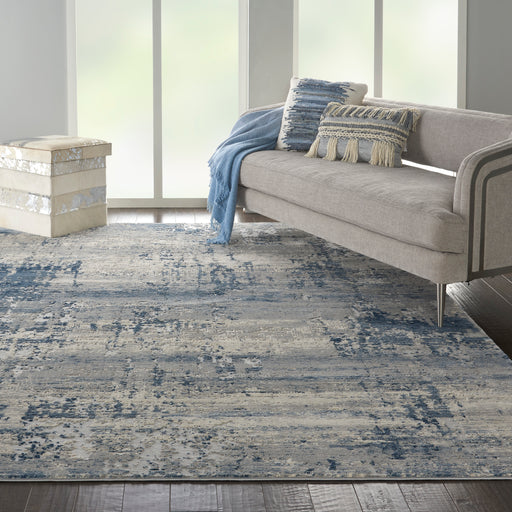 Nourison Rustic Textures RUS10 Blue and Grey 8'x11' Large Rug