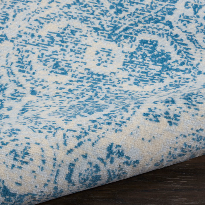 Nourison Jubilant JUB05 Teal Blue 7' Runner Low-pile Hallway Rug