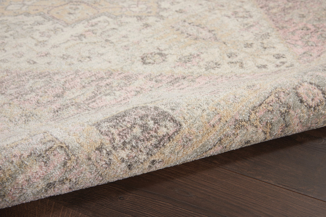 Nourison Tranquil TRA06 Pink and Beige 6'x9' Kashan Area Rug