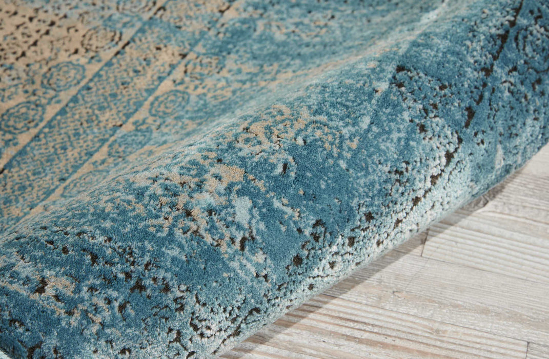 Nourison Karma KRM01 Blue 8' Runner  Hallway Rug