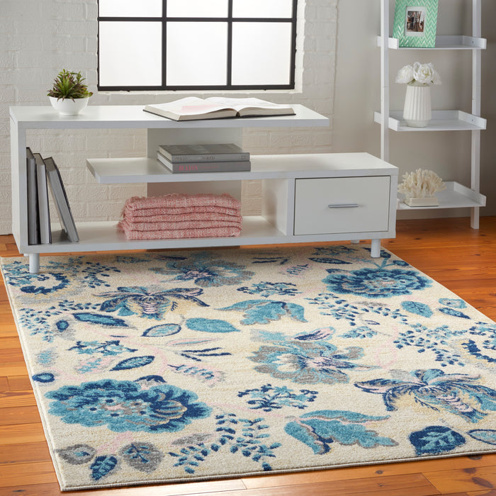 Nourison Tranquil TRA02 Blue and White 6'x9' French Country Area Rug
