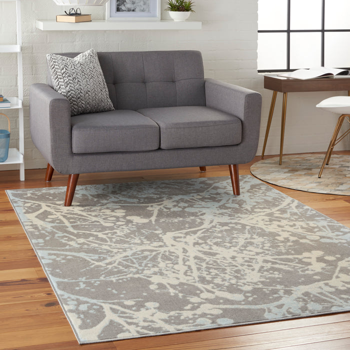 Nourison Jubilant JUB12 Grey and Blue 4'x6' Contemporary Area Rug