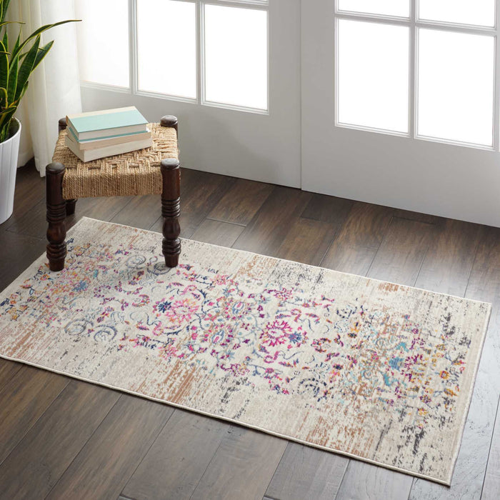 Nourison Vintage Kashan 2' X 4' Ivory Multicolor Boho Area Rug