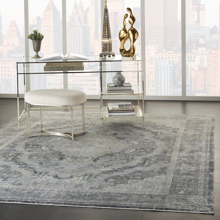 Nourison Starry Nights 10' x 13' Charcoal and Cream Vintage Area Rug