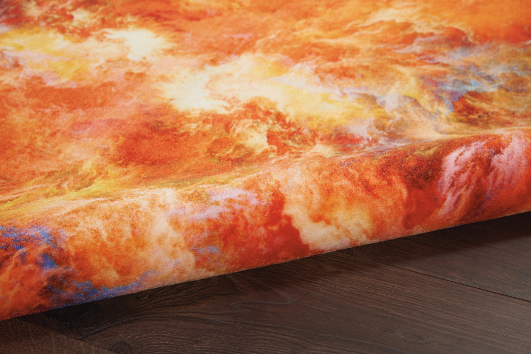 Nourison Le Reve LER05 Orange 9'x12' Oversized Fiery Clouds Rug