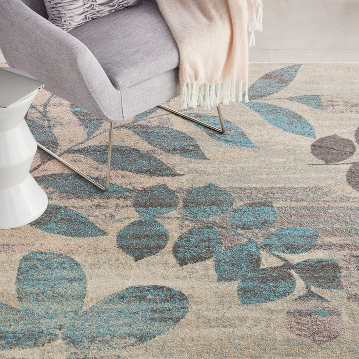 Nourison Tranquil TRA01 White and Blue 7'x10' Large  Rug
