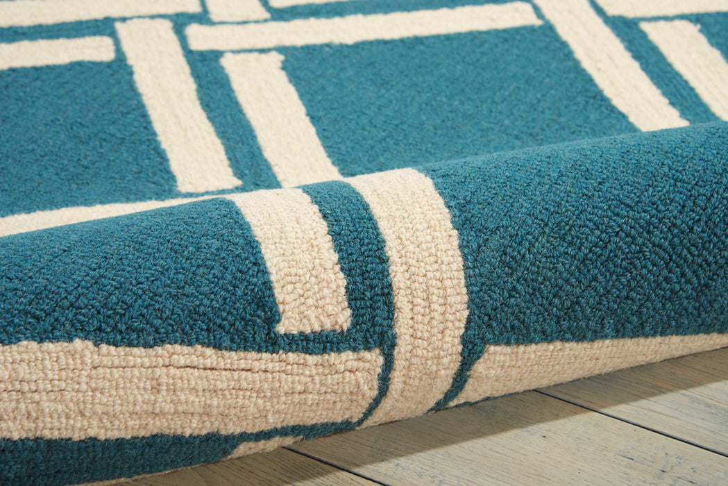Nourison Linear LIN04 Blue and White 4'x6'  Area Rug