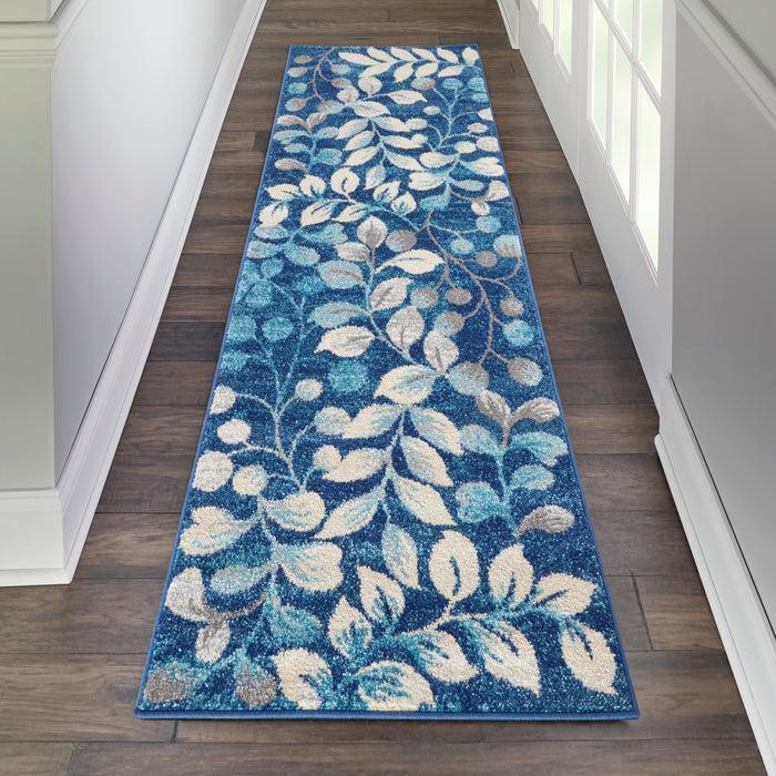 Nourison Tranquil TRA03 Navy Blue 7' Runner  Hallway Rug