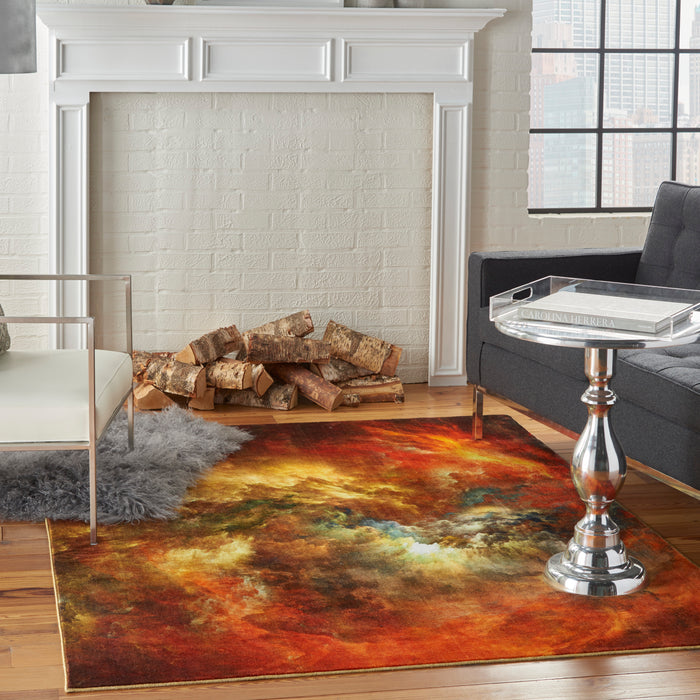 Nourison Le Reve LER07 Red and Brown 5'x7' PhotoReal Area Rug