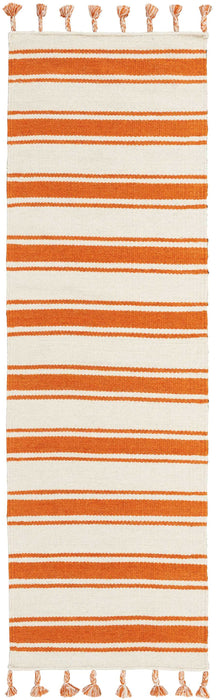 Nourison Rio Vista DST01 White and Orange 8' Runner Flat Weave Hallway Rug