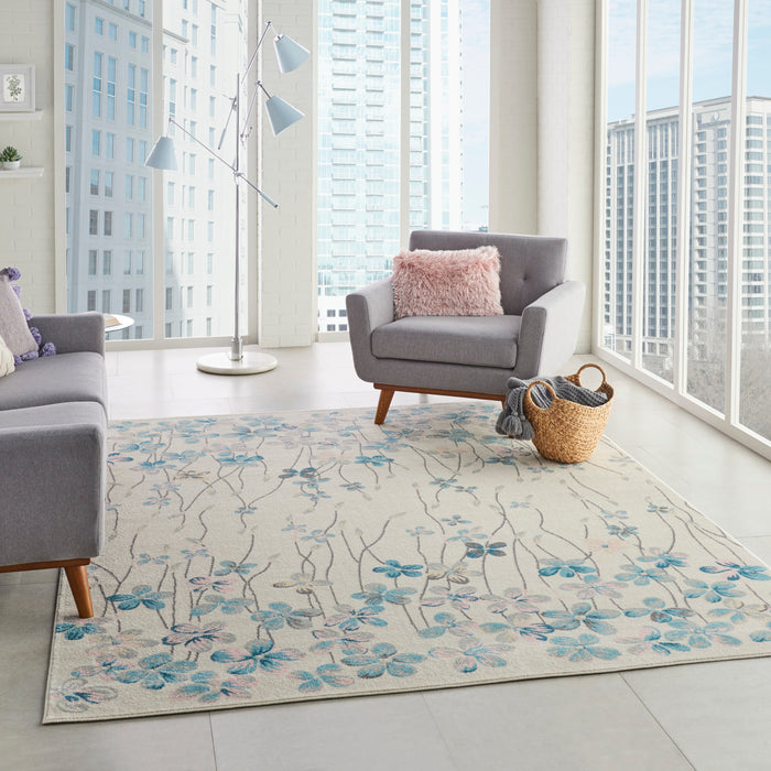 Nourison Tranquil TRA04 Ivory White 8'x10' Large  Rug