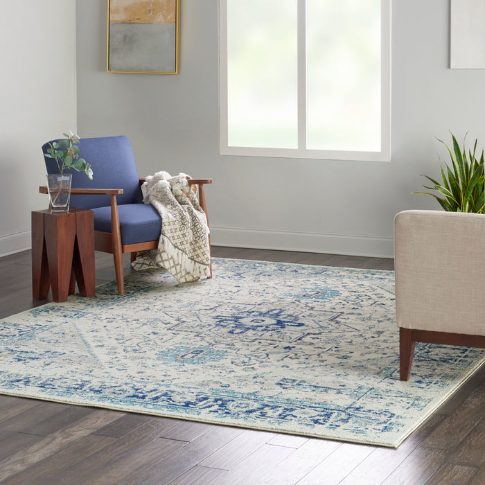 Nourison Tranquil TRA06 Navy Blue and White 9'x12' Oversized  Rug