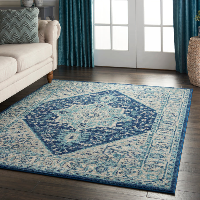 Nourison Tranquil TRA06 Blue and White 5'x7' Persian Area Rug