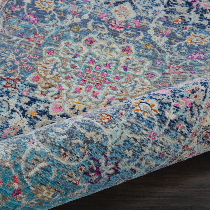 Nourison Vintage Kashan VKA01 Blue Multicolor 8' Runner  Hallway Rug