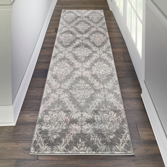 Nourison Tranquil TRA09 Pink and Grey 7' Runner  Hallway Rug