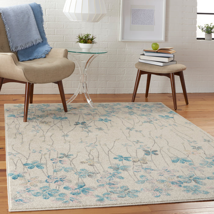 Nourison Tranquil TRA04 Ivory White 5'x7' Floral Area Rug