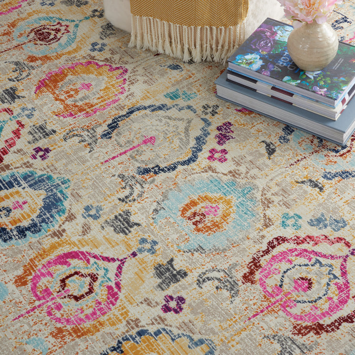 Nourison Vintage Kashan VKA04 Ivory Multicolor 6' Round Persian Area Rug