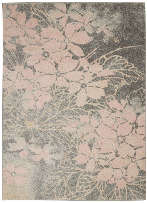 Nourison Tranquil TRA08 Pink and Grey 4'x6' Ombre Floral Area Rug