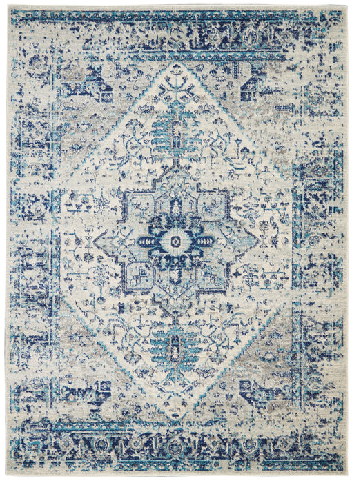 Nourison Tranquil TRA06 Navy Blue and White 4'x6' Persian Area Rug