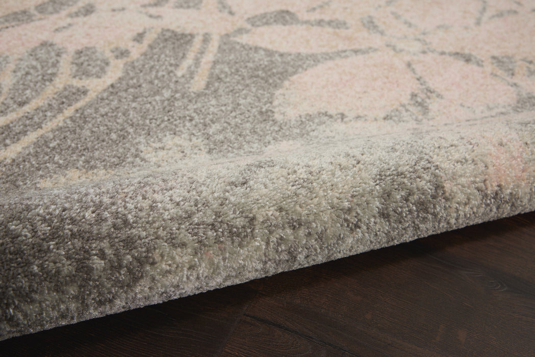 Nourison Tranquil TRA08 Pink and Grey 6'x9' Ombre Floral Area Rug