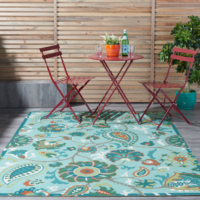 Waverly Sun N Shade SND73 Blue Multicolor 5'x8' Beach Area Rug