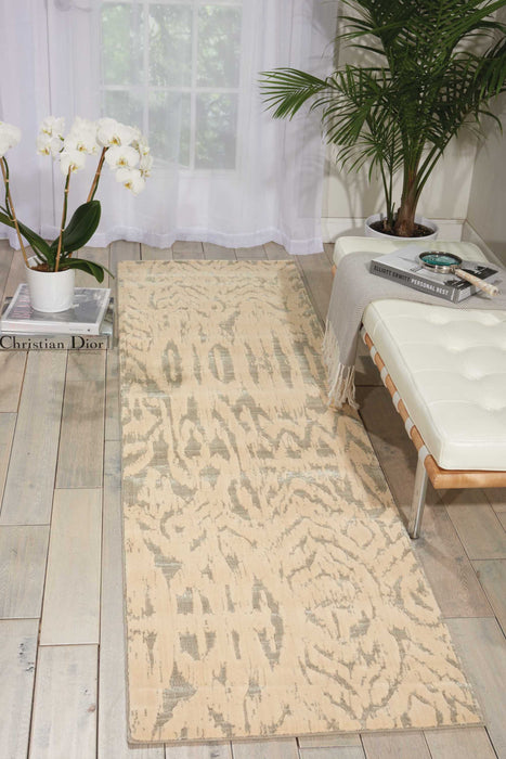 Nourison Nepal NEP10 Grey and White 8' Runner  Hallway Rug