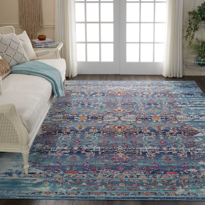 Nourison Vintage Kashan VKA02 Blue Multicolor 9'x12'   Rug