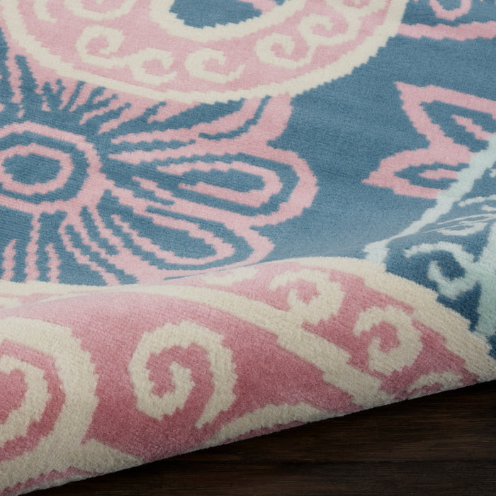 Nourison Jubilant JUB13 Pink and Blue 8'x10' Large Low-pile Rug