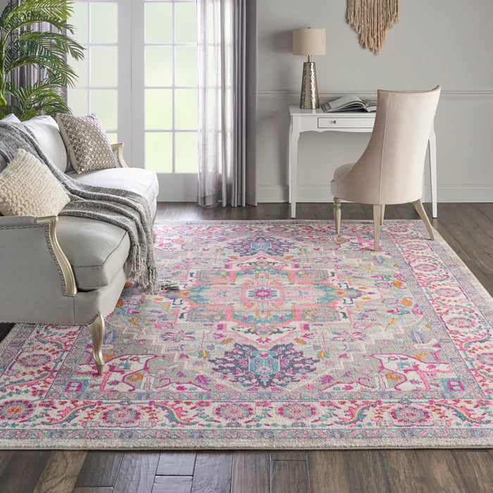 Nourison Passion PSN20 Grey and Pink 9'x12' Large  Rug