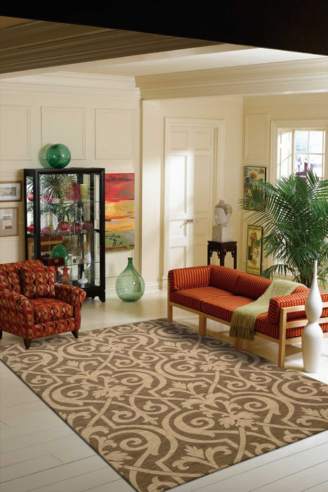 Nourison Riviera RI04 Brown 8' Runner  Hallway Rug