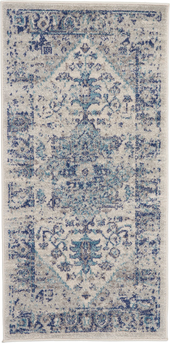 Nourison Tranquil 2'x4' Navy Blue and White Persian Small Rug