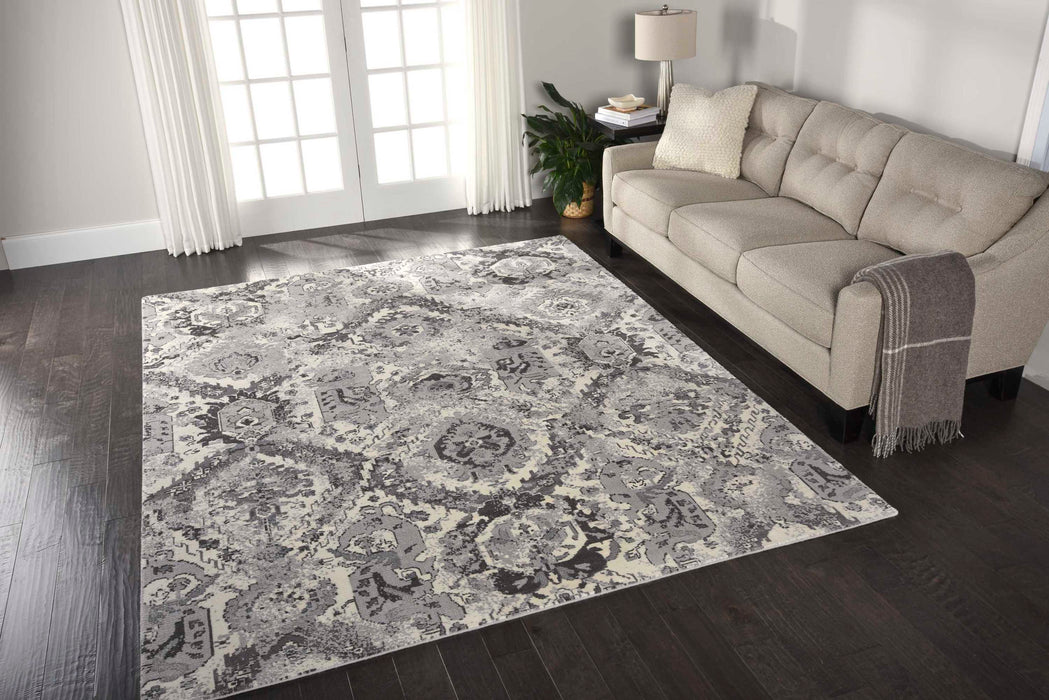 Nourison Twilight TWI03 Grey and White 8'x10' Large Rug