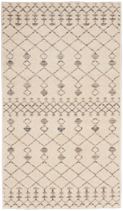 Nourison Palermo 2' x 4' Beige and Grey Distressed Bohemian Area Rug