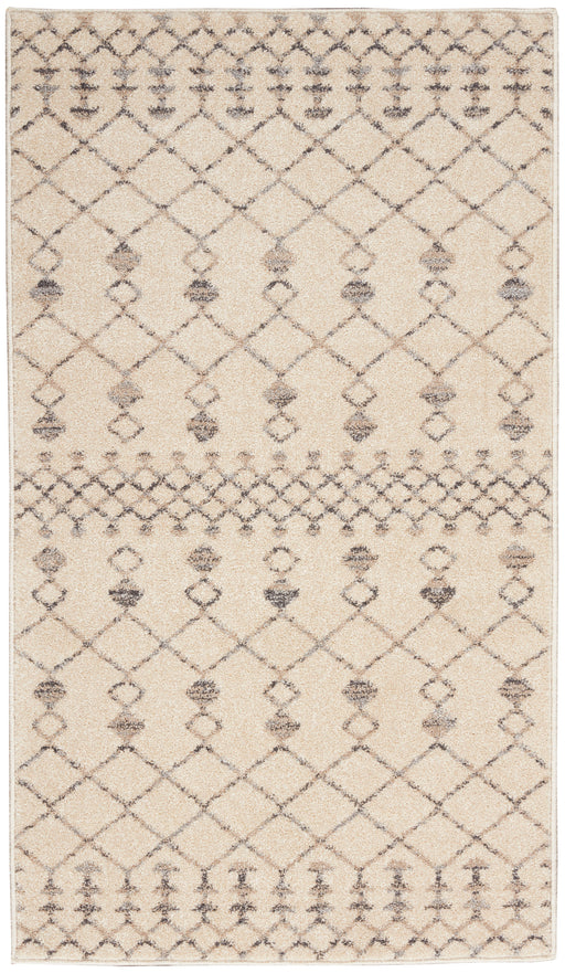 Nourison Palermo 2' x 4' Beige and Grey Distressed Bohemian Area Rug