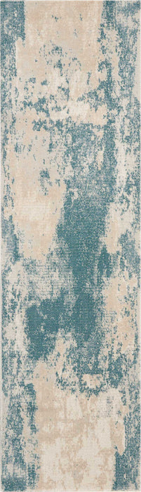 Nourison Maxell MAE13 Blue and White 8' Runner  Hallway Rug