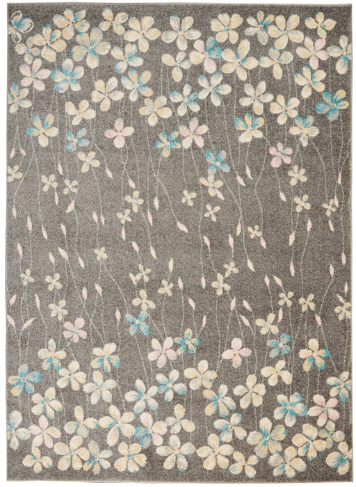 Nourison Tranquil TRA04 Grey 4'x6' Floral Area Rug
