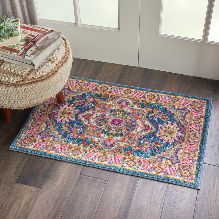 Nourison Passion 2'x3' Teal Multicolor Persian Area Rug