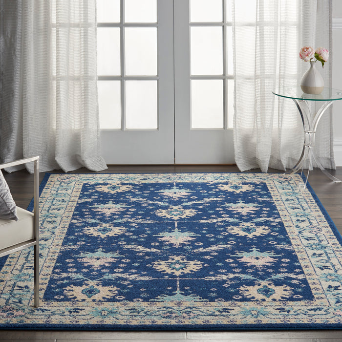 Nourison Tranquil TRA10 Navy Blue 6'x9' Bordered Oriental Area Rug