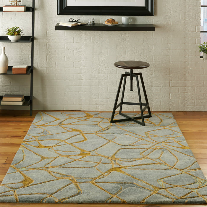 Nourison Symmetry SMM05 Gold and Grey 5'x8' Area Rug