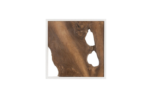 Framed Slice Wall Tile, Teak Wood, White Frame