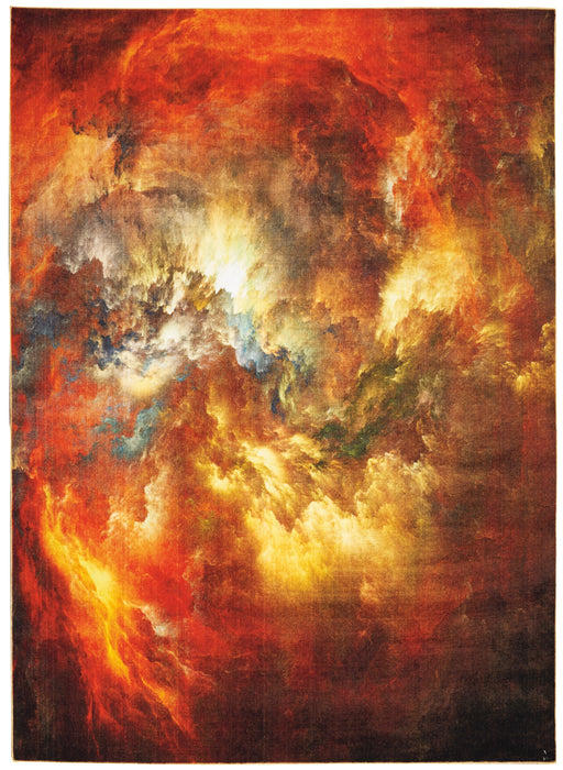 Nourison Le Reve LER07 Red and Brown 8'x10' Large Storm Clouds Rug