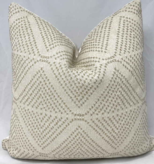 Cream and taupe woven fabric 20x20 pillow case