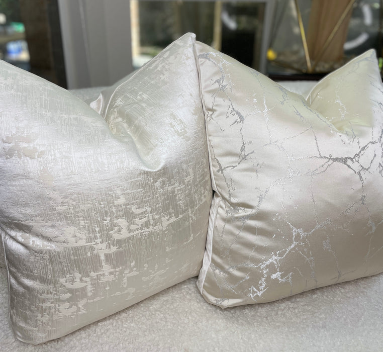 The Bradshaw Collection Cream Satin With Woven Silver 24” Pillow Case