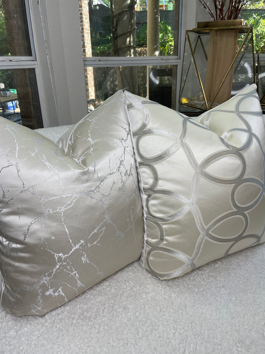 The Bradshaw Collection Cream Satin With Woven Silver 24” Pillow Case