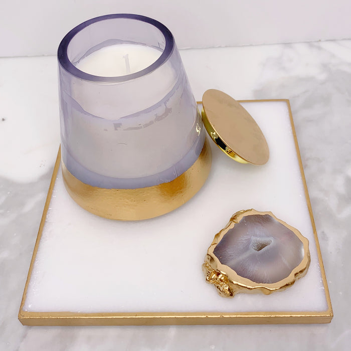 Candle & Agate Tray Set