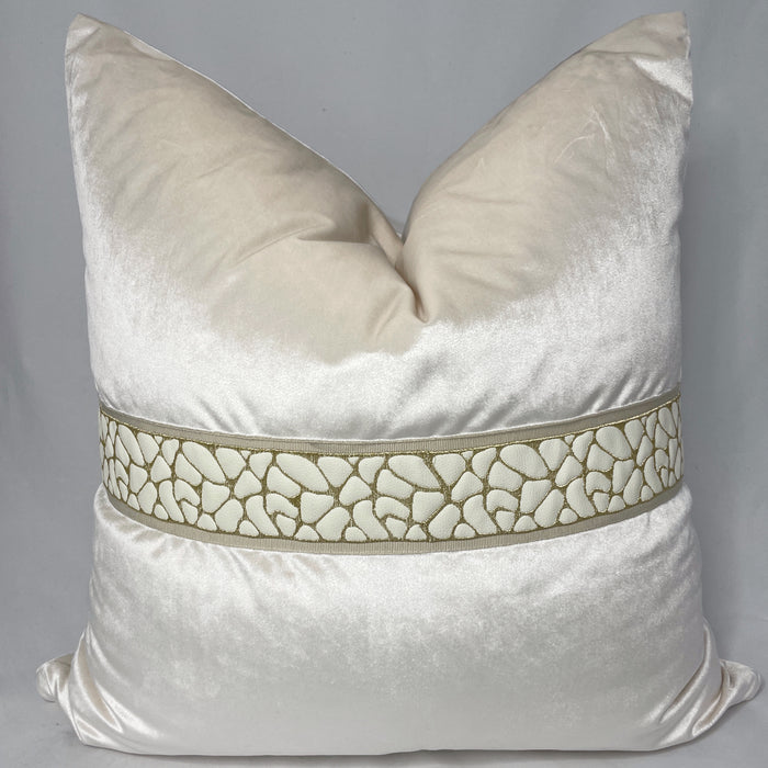 The Bradshaw Collection Bold Cream And Gold Trim 24” Pillow Case