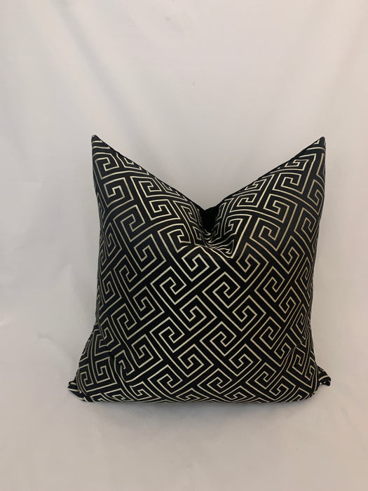The Bradshaw Collection Gold and Black Greek Key 24x24 Threaded Pillow Case