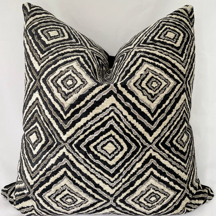 Black, silver and off white velvet 24” pillow case