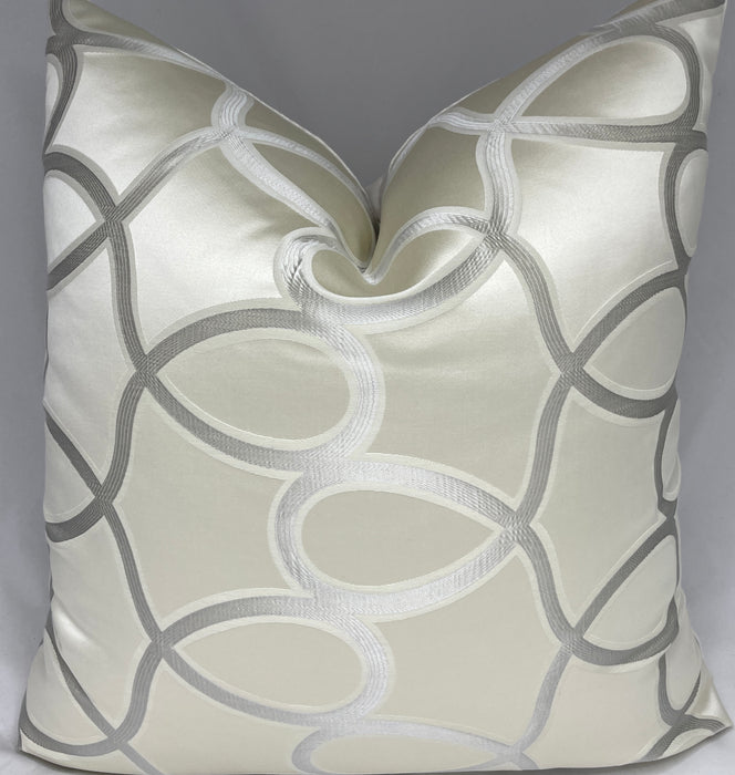 The Bradshaw Collection Cream Satin Swirl 24” Pillow Case